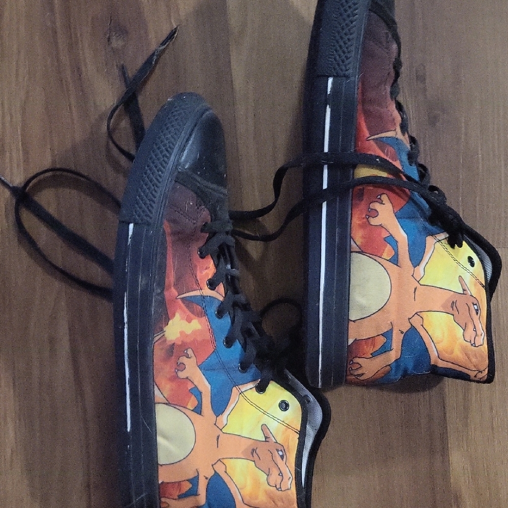 Men's Black and Orange High-Top Sneakers